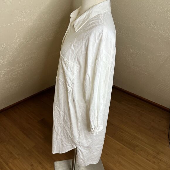 Young Fabulous & Broke Shirt Dress Size Small White Linen Button Down Oversized - Picture 8 of 9